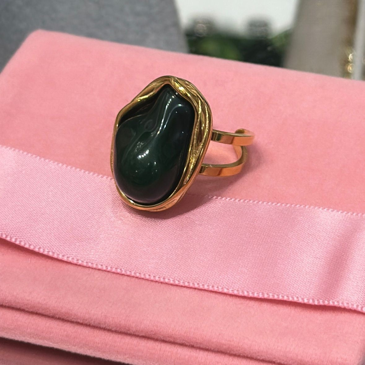 Anillo gold Piedra Verde