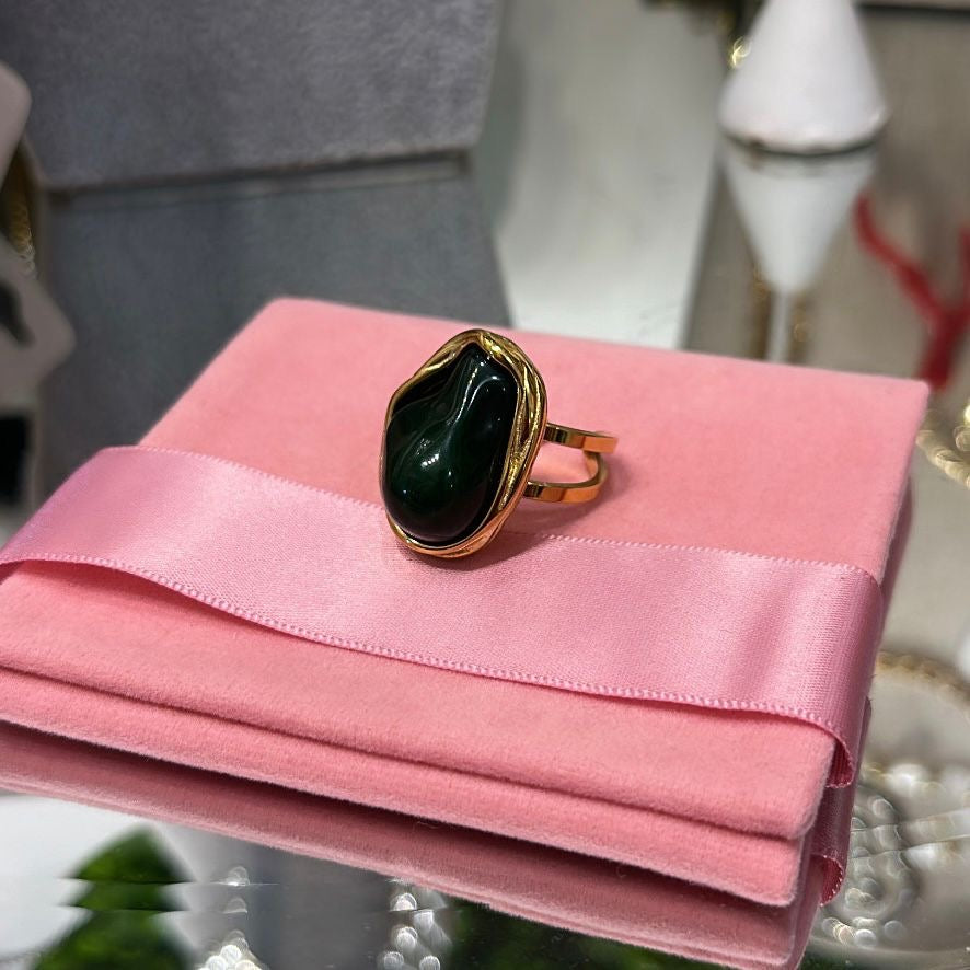 Anillo gold Piedra Verde