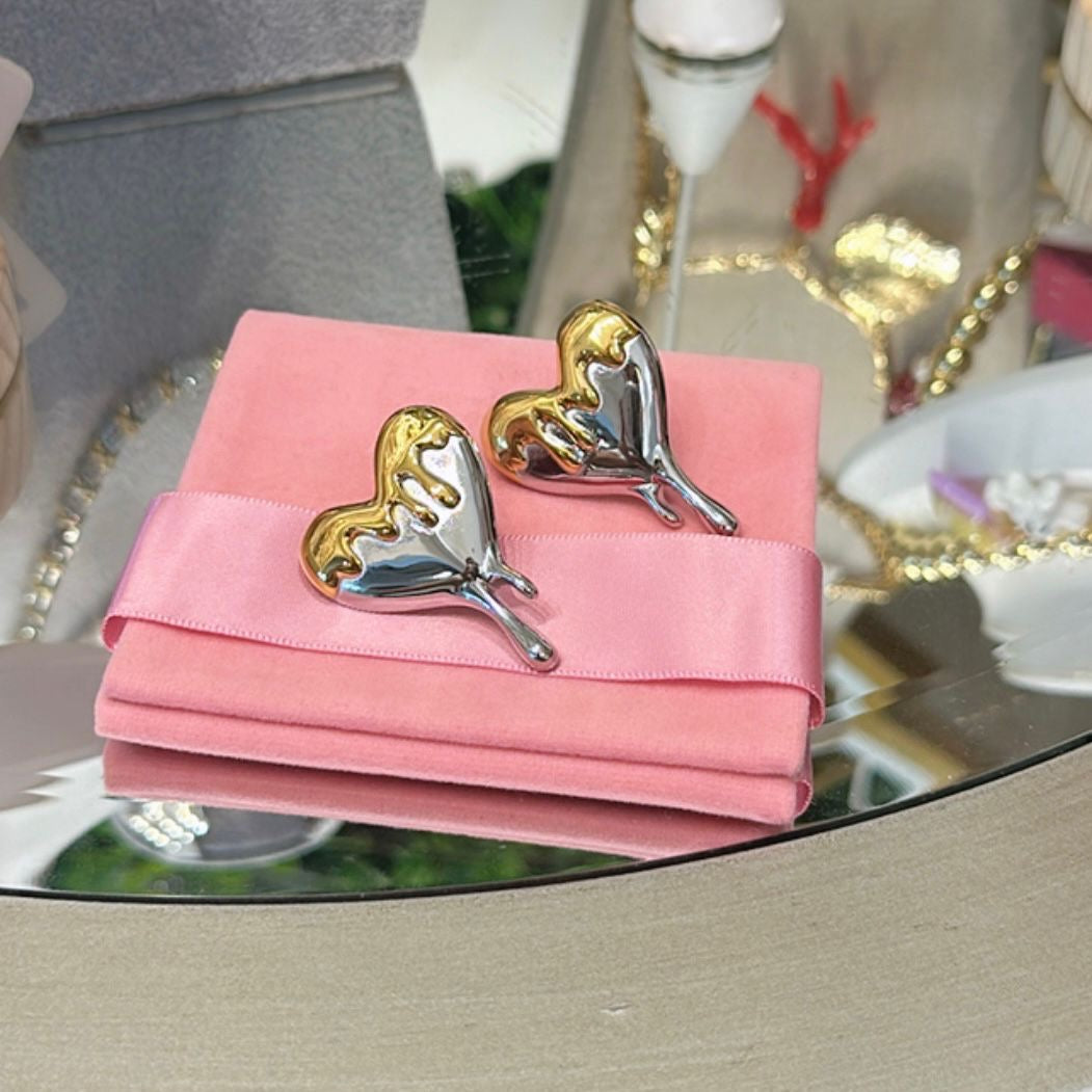 Aretes corazon Doble color