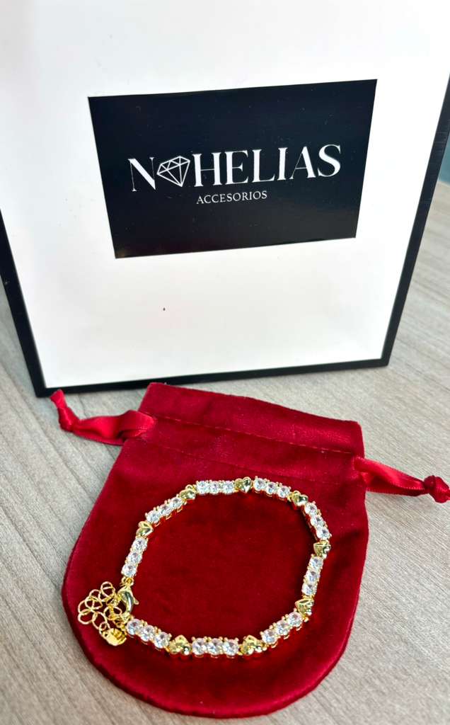 Pulsera Zirconias corazon dorado