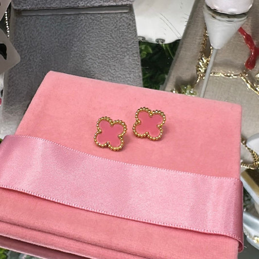 Aretes trebol VC rosa