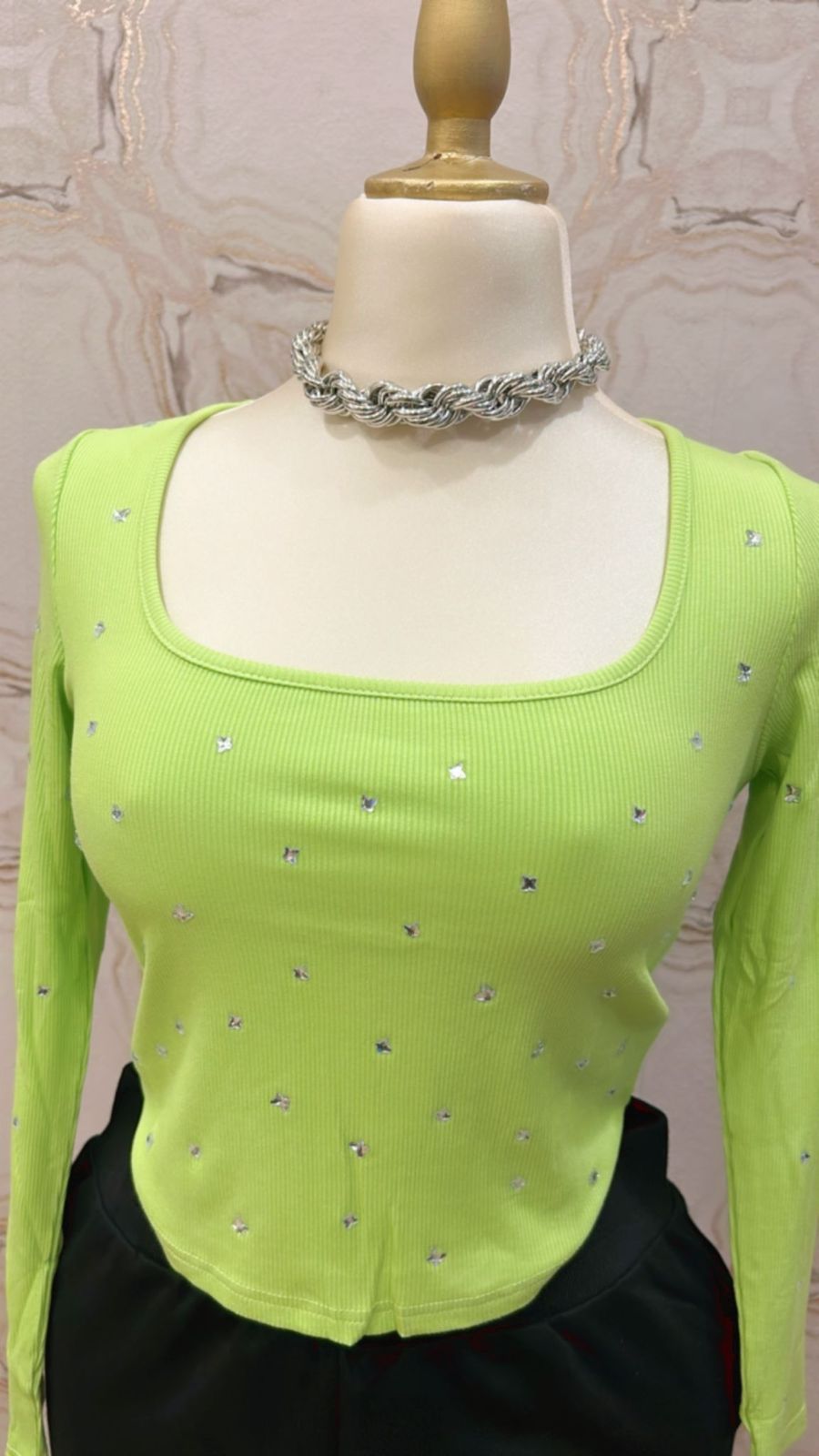 Blusa verde piedrita 4829