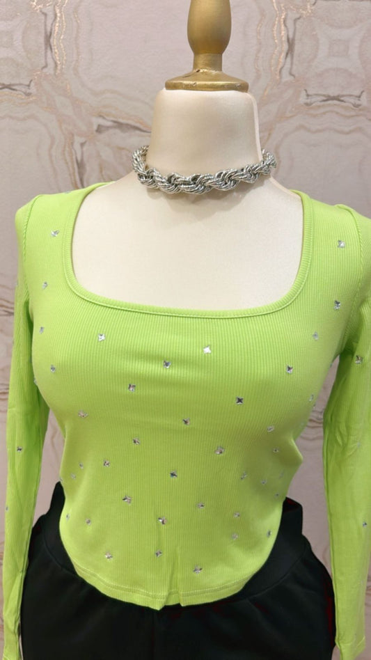 Blusa verde piedrita 4829