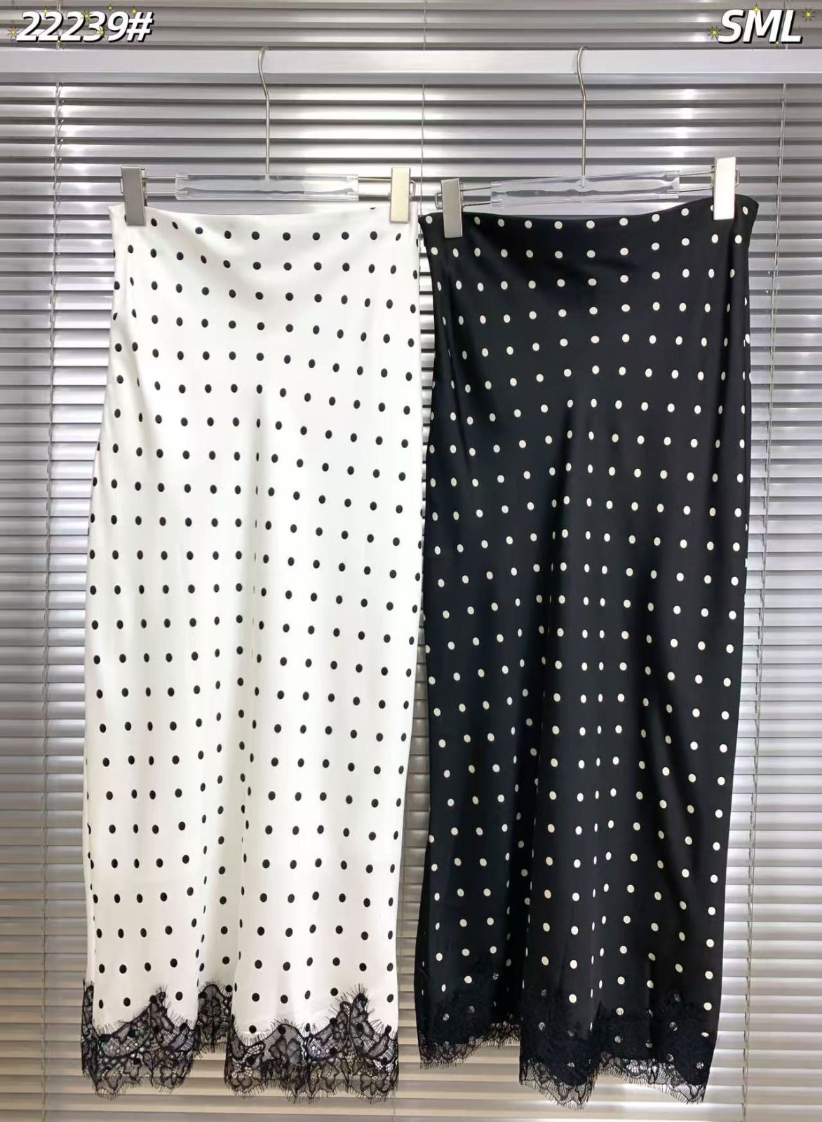 Polka Satin Skirt Black