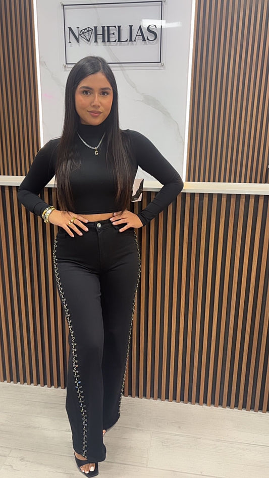 Crop top negro cuello Jolie-17LS