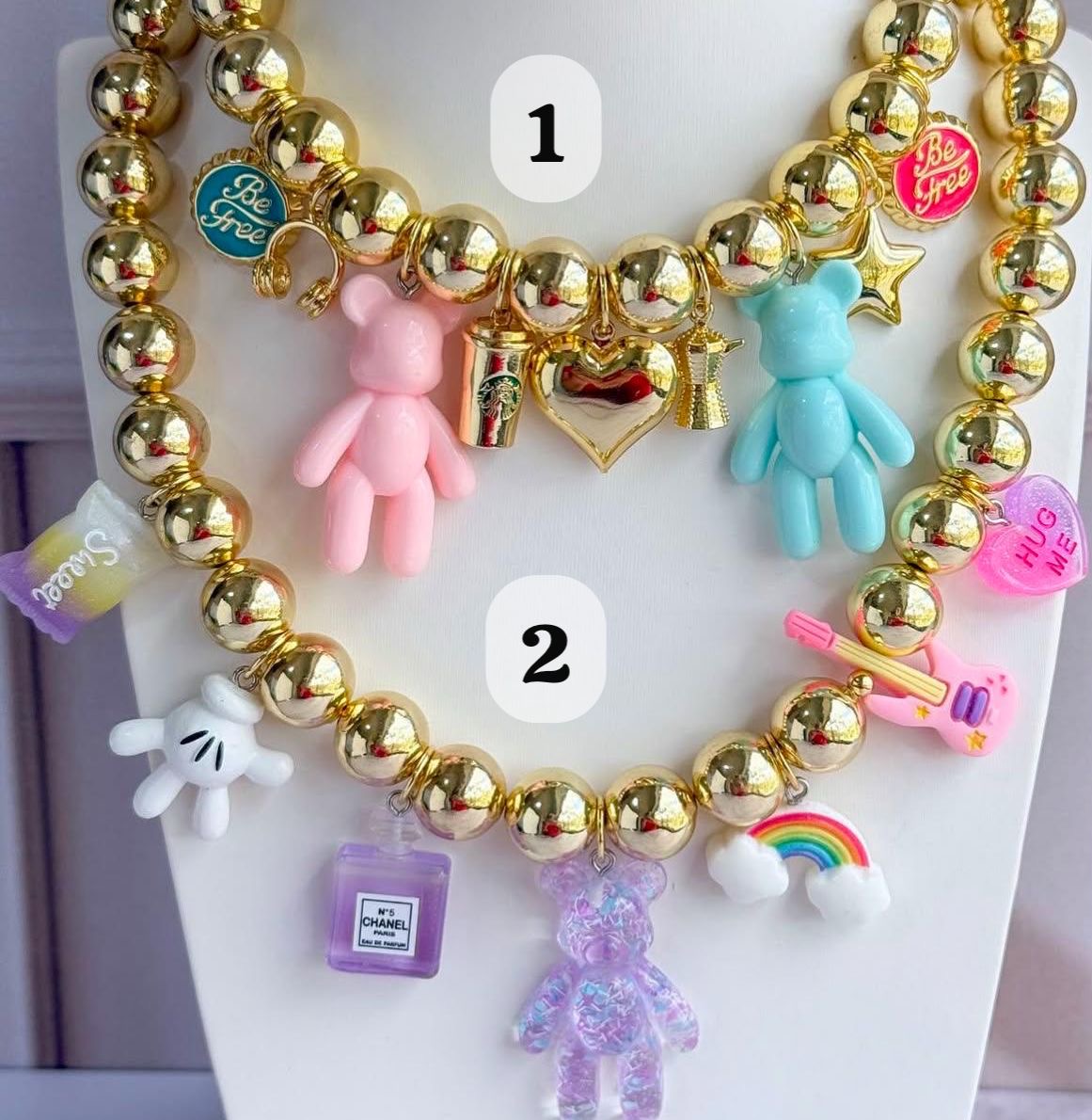 Collar charms Ositos Pastel