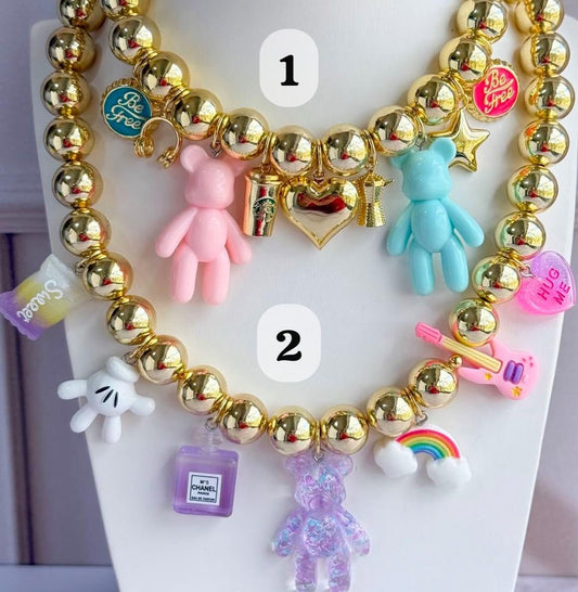 Collar charms Ositos Pastel