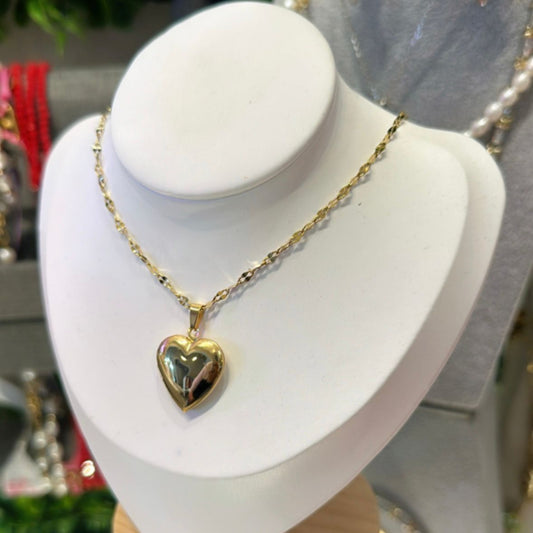 Cadena corazon Lleno gold