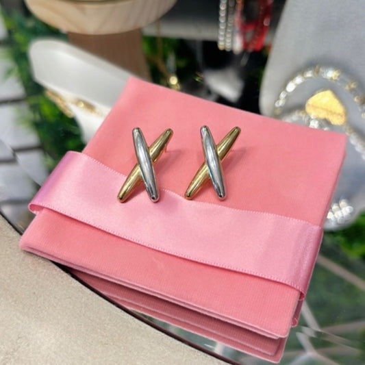 Aretes X doble color