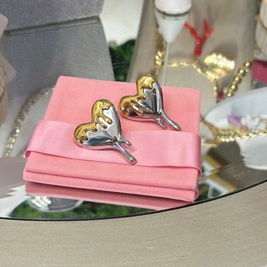 Aretes corazon Doble color