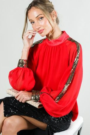 Sequin Detail Chiffon Top