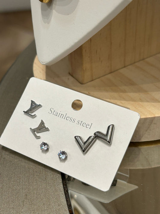 Arete Set de 3 LV silver 7394