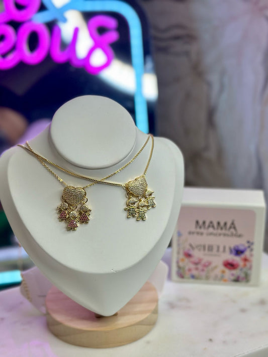Collar corazón niños piedritas