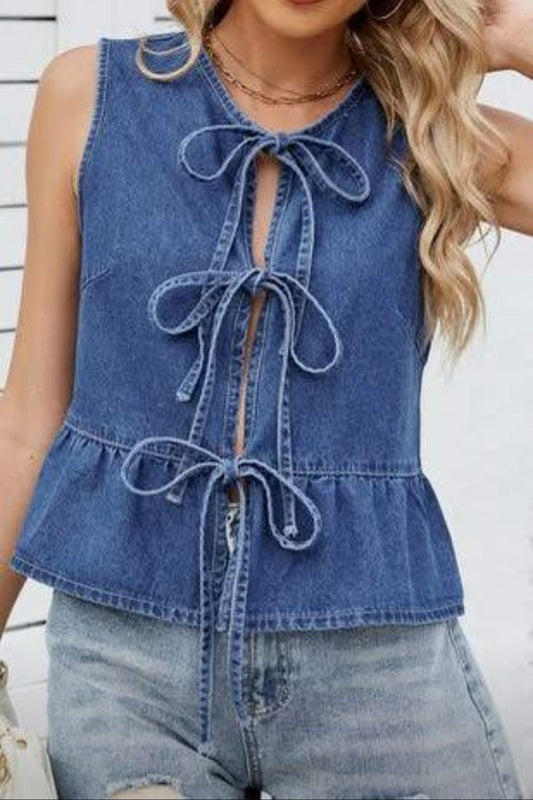 Blusa Denim Bow
