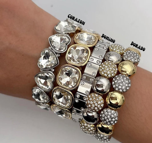 Pulseras doble color dorado