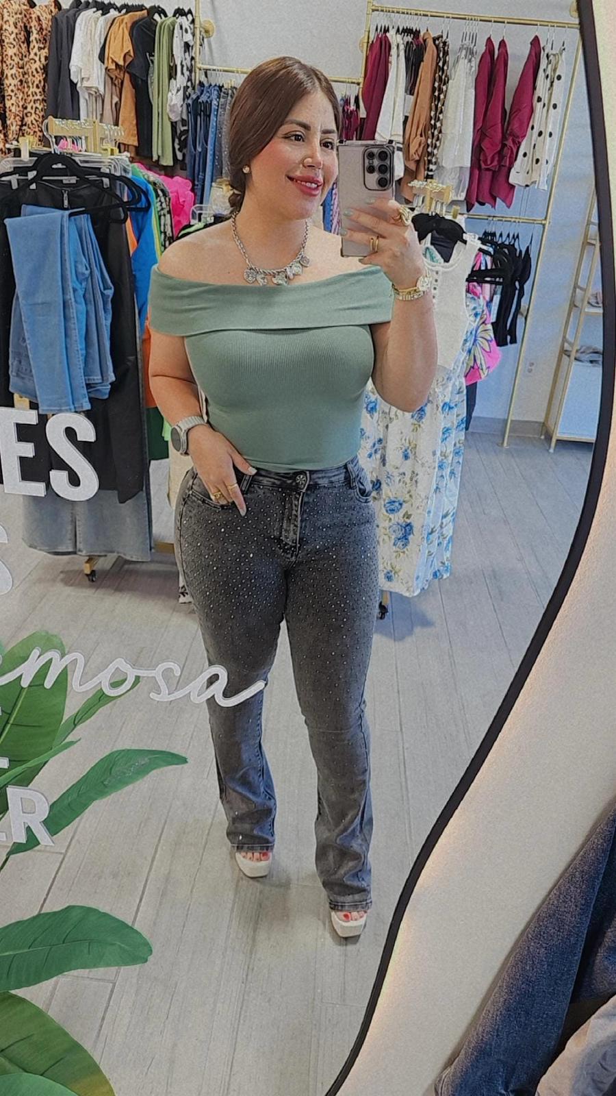 Jeans Gris Bling F33-3